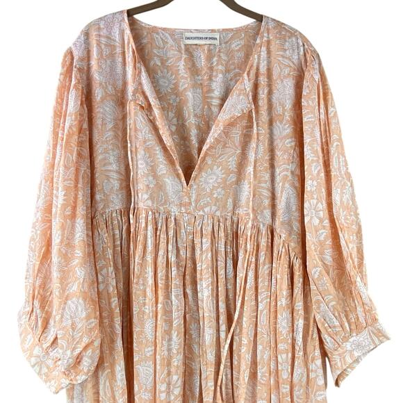 Daughters of India Kyra Maxi Dress Apricot Size XL Floral Boho Romantic - Picture 4 of 13